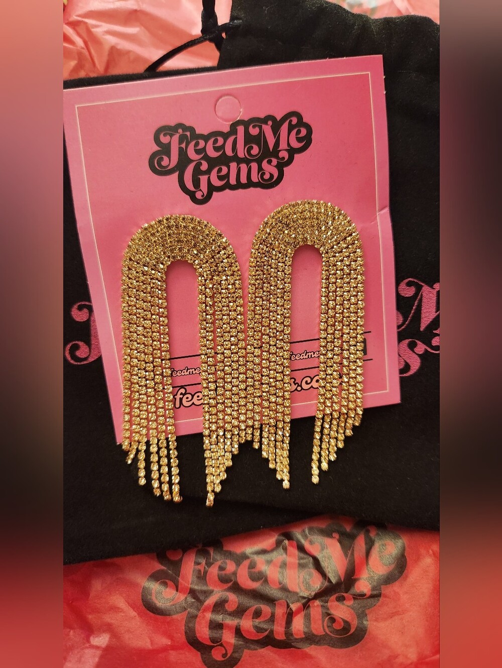 Authentic Feed Me Gems Champagne Rainbows Earrings